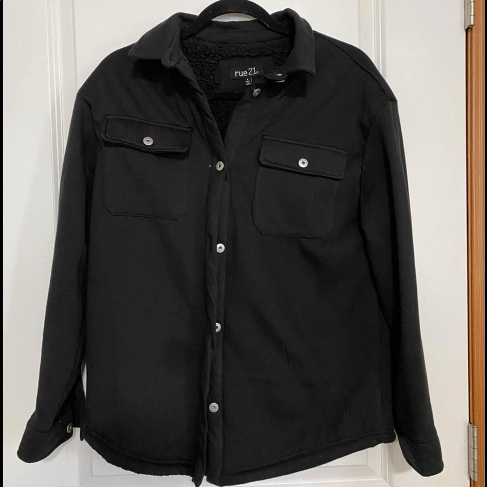 Rue21 Sherpa Lined Shacket/Jacket Black Size Small - NEW WITHOUT TAGS